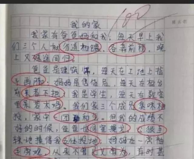 小学生满分作文，14个成语一气呵成，老师都说好，爸爸却追着打