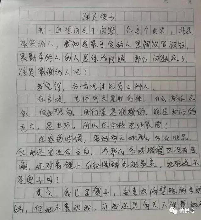 小学生作文《谁是傻子》，妈妈才是孩子眼中的傻子？