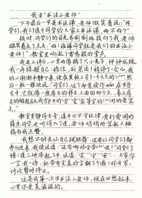 12岁孩子的钢笔字作文，字迹俊美，令人惊叹