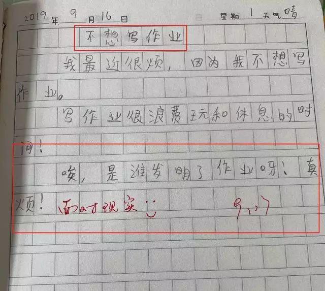 小学生作文《作业谁发明的》发出灵魂拷问，老师神回复逗乐网友