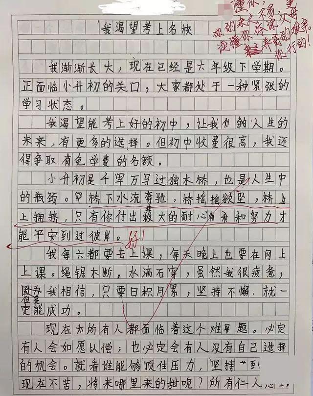 小学生作文《考上名校》走红，看到作文结尾，家长泪目了