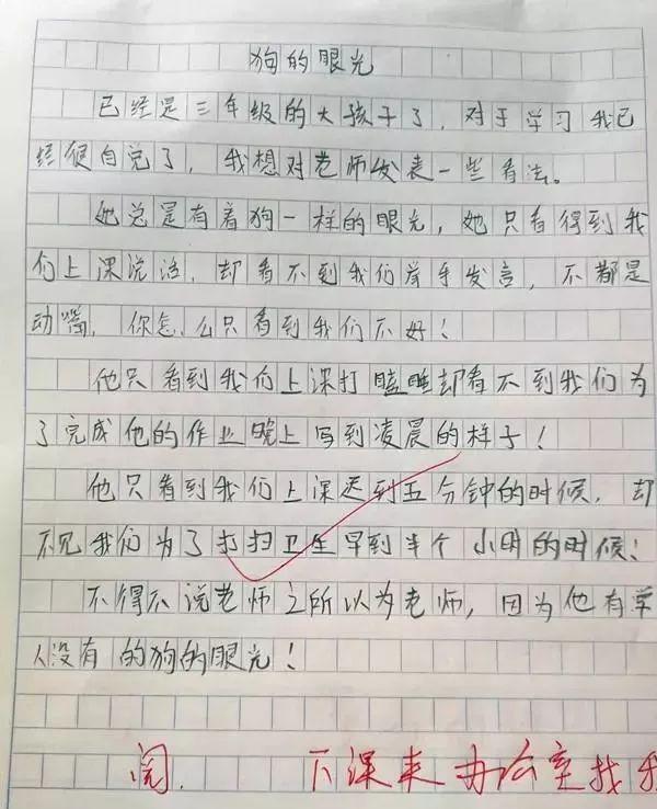 小学生作文《狗的眼光》，老师忍住打人的冲动，家长：孩子傻大胆