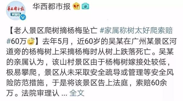 六旬老人爬树摔死，索赔60万！人民日报怒批“我死我有理！”