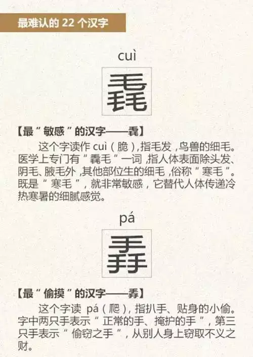 最难认的22个汉字，能认出5个以上都神了！