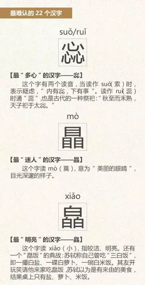 最难认的22个汉字，能认出5个以上都神了！