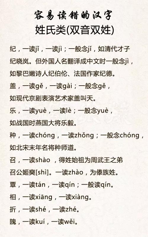 最容易读错的字（自测不及格的，请默默收藏！）