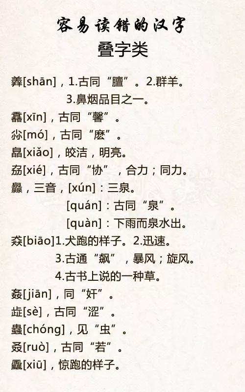 最容易读错的字（自测不及格的，请默默收藏！）