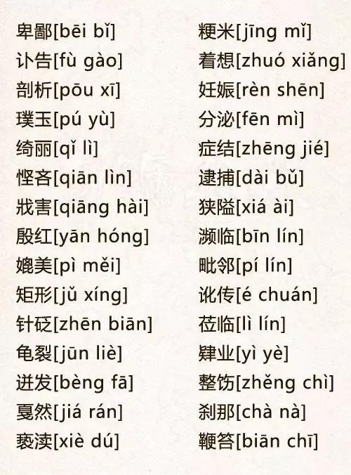 最容易读错的字（自测不及格的，请默默收藏！）